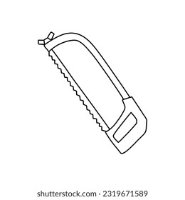 Doodle sah Symbol in Vektorgrafik. Handgezeichnete Sägesymbol auf Vektorgrafik