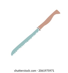 Doodle of a saw with one handle. Useful garden tool. Vector element for design.