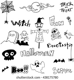 Doodle scary ghost halloween vector art illustration