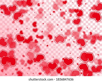Doodle scattered hearts flying valentine background. Elegant wedding decor design. Framed hearts love pleasure symbols isolated on white background. Birthday simple decor.
