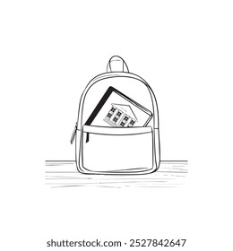doodle Schultasche einzeln Vektordesign