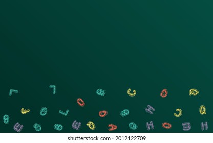 Doodle School Board Vector Green Background. Abc Style Sketch. Artwork Text Blackboard Pattern. Sketchy Cover.