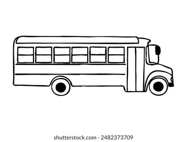 Doodle school bus icon, simple style symbol hand drawn with thin line