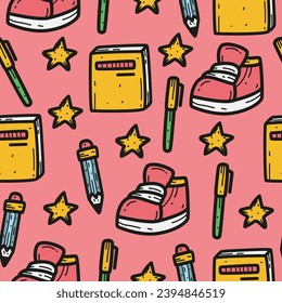 Doodle school cartoon illustration pattern vector design
