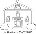 doodle school. coloring building for kindergarten. painting activity. 