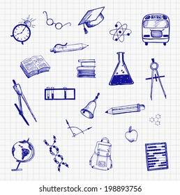 Doodle school and education set 