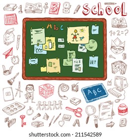 Doodle school icon, hand drawn illustration.   