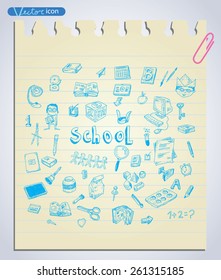 Doodle school icon, hand drawn illustration.   