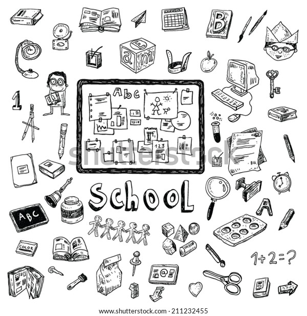 Doodle School Icon Hand Drawn Illustration Stock Vector (Royalty Free ...