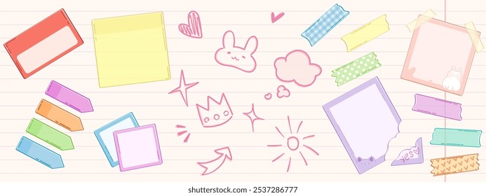 Doodle school memo sticker note. Text frame shape for diary. Hand drawn highlight arrow and rough chalk border. Important crayon emphasis for notebook. Grunge cute message scribble paint icon