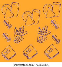 Doodle of school supplies book and tools illustration