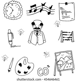 Doodle of school teacher and tool vector art