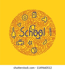Doodle school, training, round illustration, vector clip art
