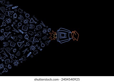 Doodle Science Math education frame black background vector illustration
