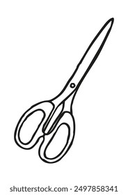 Doodle Schere Symbol oder Logo, handgezeichnet mit dünner schwarzer Linie
