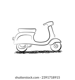 Ilustración vectorial plana de la motocicleta doodle. Motocicleta dibujada a mano, motocicleta. Concepto de vehículos de transporte. Estilo retro