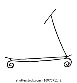 scooter sobre fondo blanco aislado.Ilustración dibujada a mano vectorial