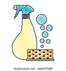 doodle scouring pad with detergent and splash bottle