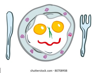 Doodle scrambled eggs with eyes