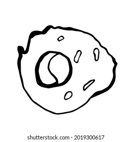 Doodle scrambled eggs on a white background top view.