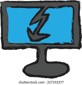 doodle screen computer, vector