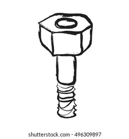 doodle screw, vector illustration