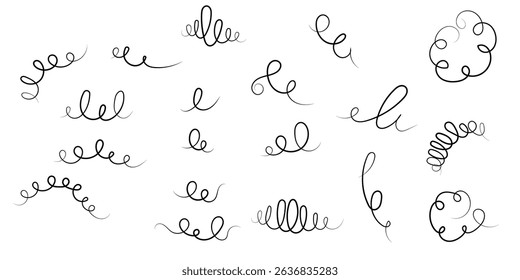 doodle scribble curve icons on white background.