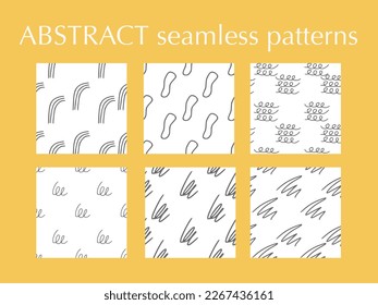 Doodle scribble patterns set. Abstract backdrop. Hand drawn modern backgrounds. Abstract shapes ornament
