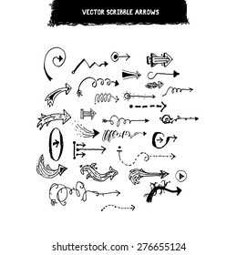 Doodle scribble vector arrow set collection pack set