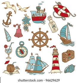 Doodle Sea elements - for your design, scrapbook in vector