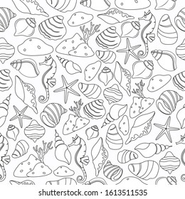 Doodle Sea life seamless pattern of illustration