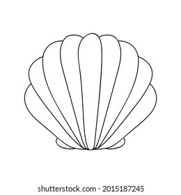 Doodle sea shell vector illustration. Hand drawn seashell isolated. Colouring page with sea shell.