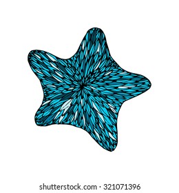 Doodle sea star in vector. Hand drawn
