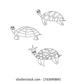 Doodle sea turtle set. hand drawn of a kite isolated on a white background. Vector illustration