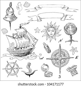 Doodle Sea vintage elements