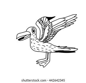 Doodle seagull drawing - stock vector