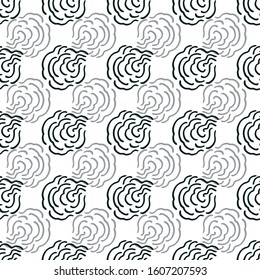 Doodle seamless abstract hand drawn twirl pattern with hand painted irregular black line art cloud structure in wavy movement. Graphic, modern design, scrapbooking, stationary, fashion , packaging.