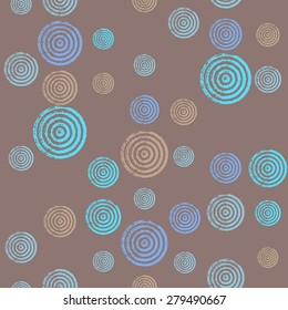 Doodle seamless background with circles and abstract shapes. A pattern of circles and rings. Radial shape retro style with grunge.Rapport from small parts. A blank for print tissue wrapping paper.