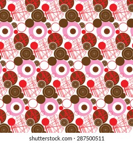 Doodle seamless background with circles and abstract shapes