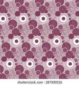 Doodle seamless background with circles and abstract shapes