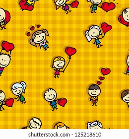 Doodle seamless background pattern of love valentine day