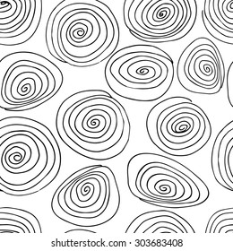 Doodle seamless background with sketched dots and circles