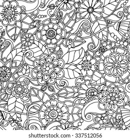 Ethnic Floral Zentangle Doodle Background Pattern Stock Vector (Royalty ...