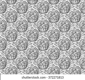 Doodle seamless background in vector with doodles, flowers and paisley. Henna mehndi. Vector ethnic pattern wallpaper, coloring books and pages. Black and white.