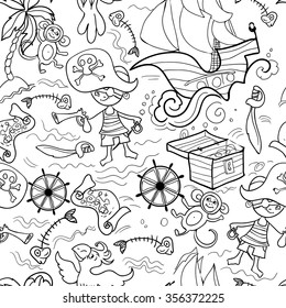 Doodle seamless background . Vector  pattern can be used for wallpaper, pattern fills, coloring books and pages for kids and adults. 