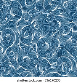 Doodle seamless blue background. Hand drawing doodle. Doodling pattern.