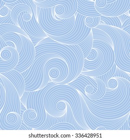 Doodle seamless blue background. Hand drawing doodle. Doodling pattern.
