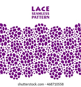 Doodle seamless border pattern with dots. Lace ornament. 