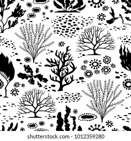 Doodle Seamless Cartoon underwater background. Vector Illustration.
