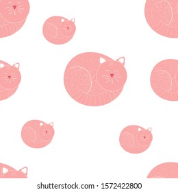 Doodle seamless cat isolated vector illustration. Textile print design. Abstract nature background.